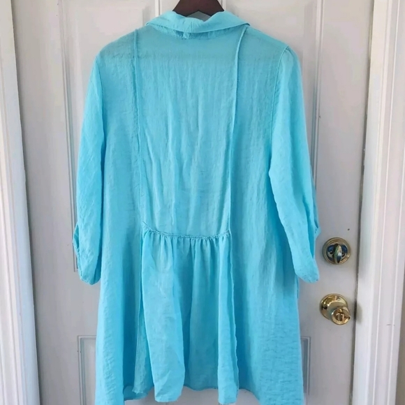 Moonlight Y&S Fashion Design Blue Button Front Lagenlook Tunic Jacket Pockets M - Picture 8 of 9